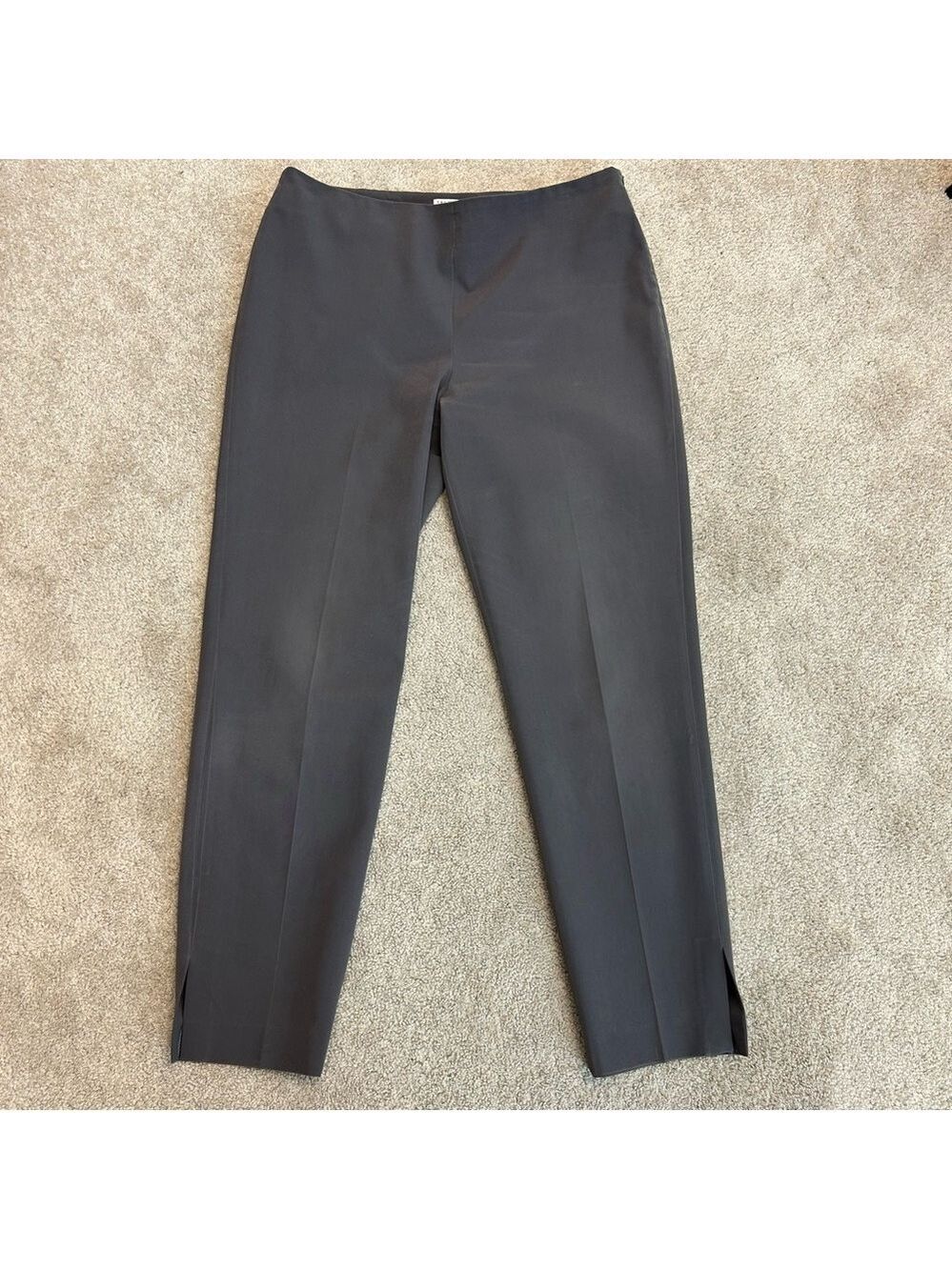 Brunello Cucinelli gray flat front ankle length slim fit dress pants side zip 10